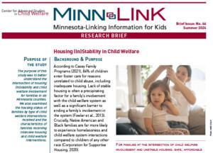 Cover of Minn-LInK edition number 66 about Hosing Instability in Child Welfare